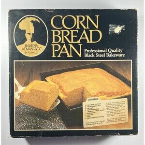 Vtg Corn Bread Pan Bakers Advantage Roshco USA Professional Steel 9.5 x 9.5 GUC